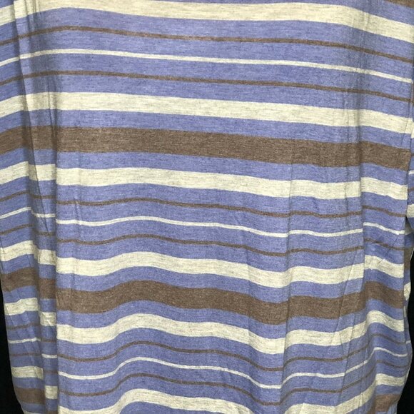 LuLaRoe RETIRED Irma Women's Large Gray Blue Stripes Mid-length Sleeves NWT - Picture 4 of 10